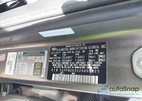 2018 Kia Sorento 2.4L Lx from USA, damaged, VIN 5XYPGDA33JG405825